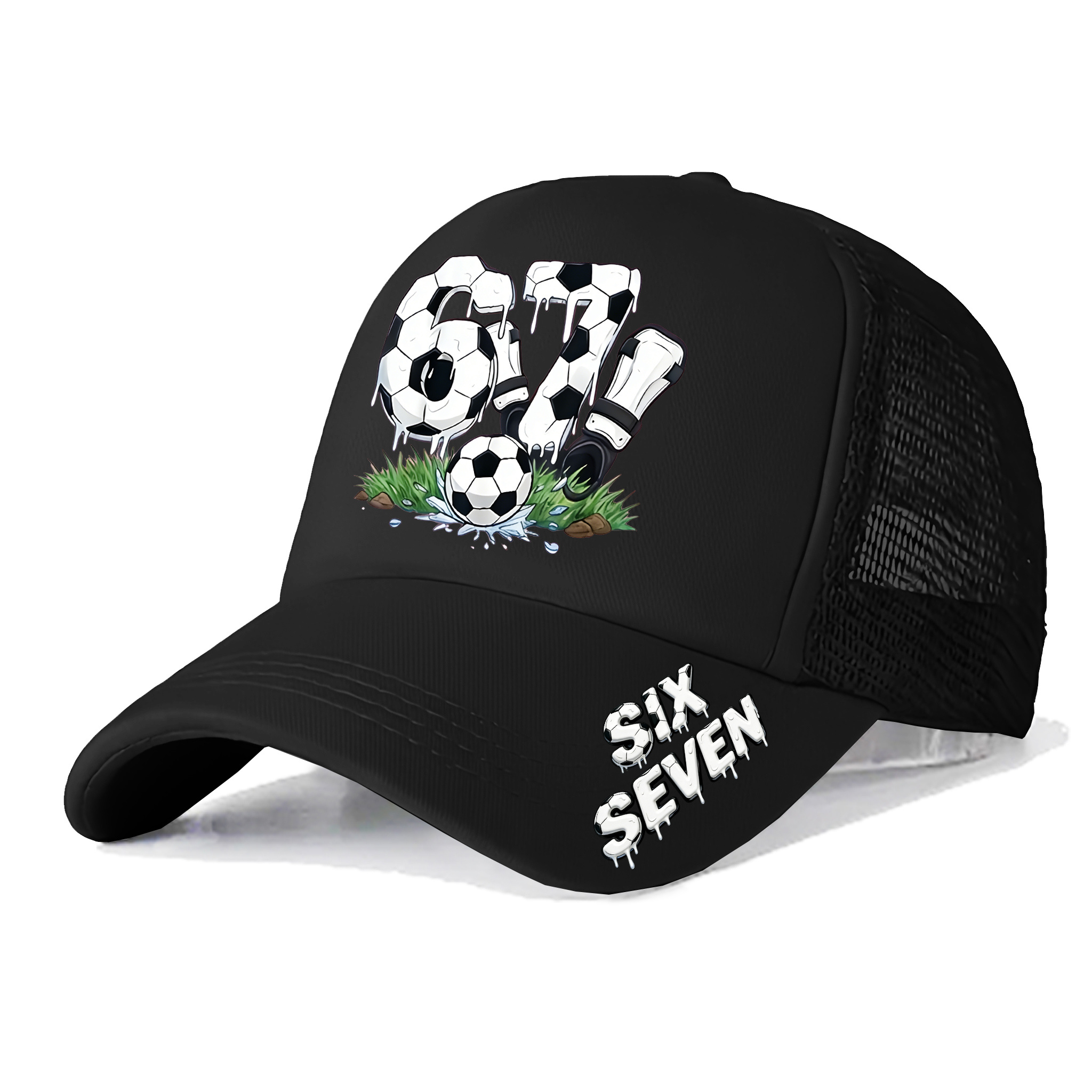 E-shop 1 Stück Unisex Quirky Digital bedruckte Soccer Drip Baseball Cap mit Sneaker- Grasmuster, in mehreren Farben erhältlich. Geeignet für