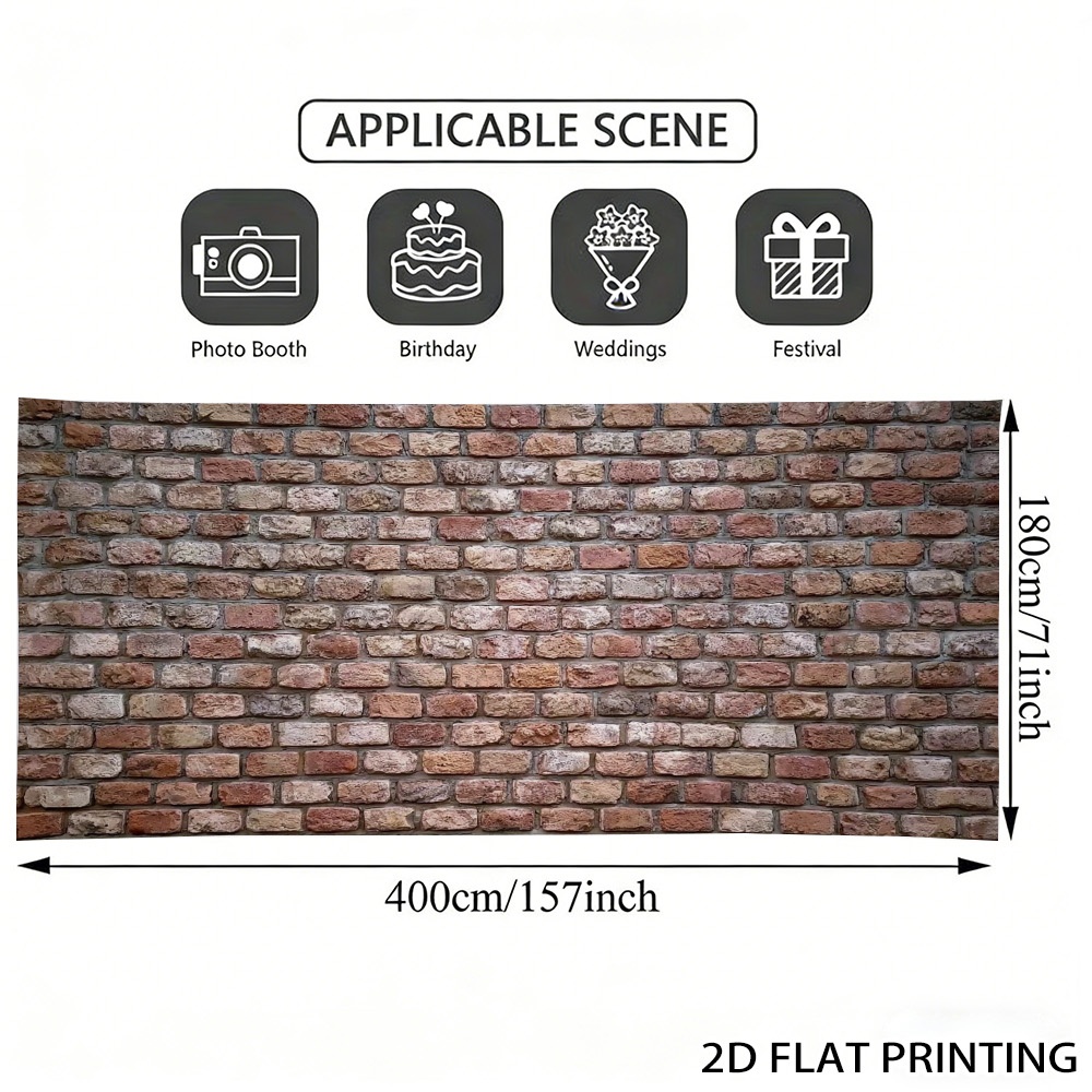 TEMU (2d Flat) 1pc Vintage Red Brick Wall Garage Door Banner, , Polyester Fiber, Suitable For Fence And Wall Decoration, Garden, Garage Door Trim,