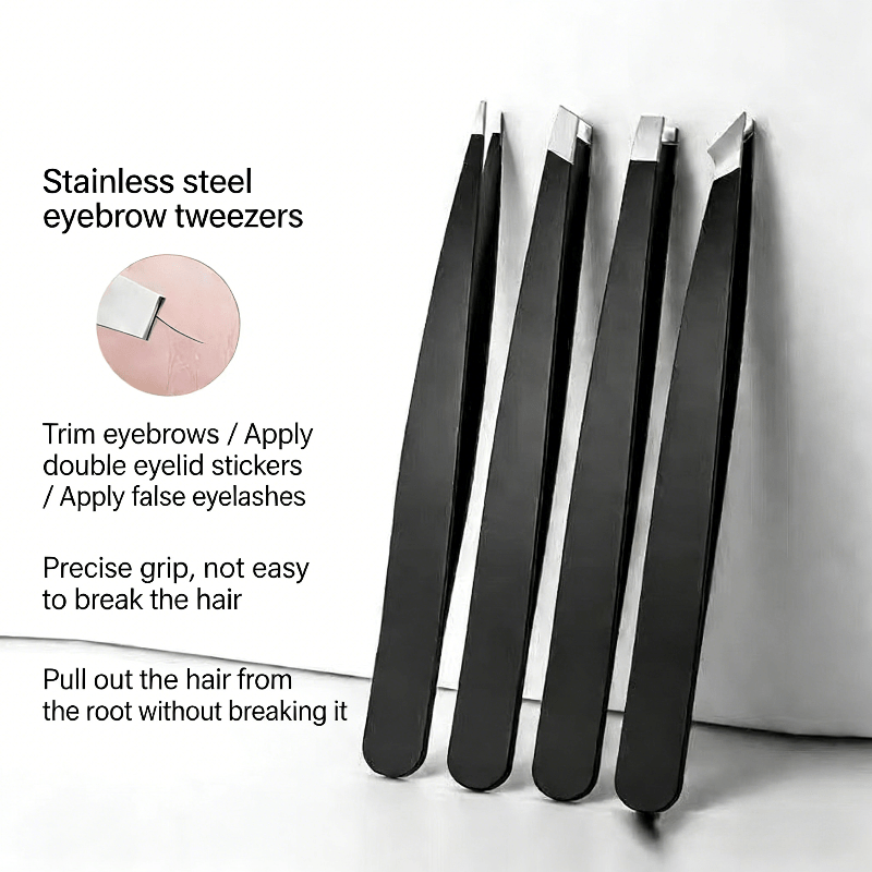 4pcs stainless steel high density tweezers   designed for hair removal beard trimming and eyebrow shaping suitable for hair removal beard trimming and eyebrow shaping tools a versatile durable and essential helper for  