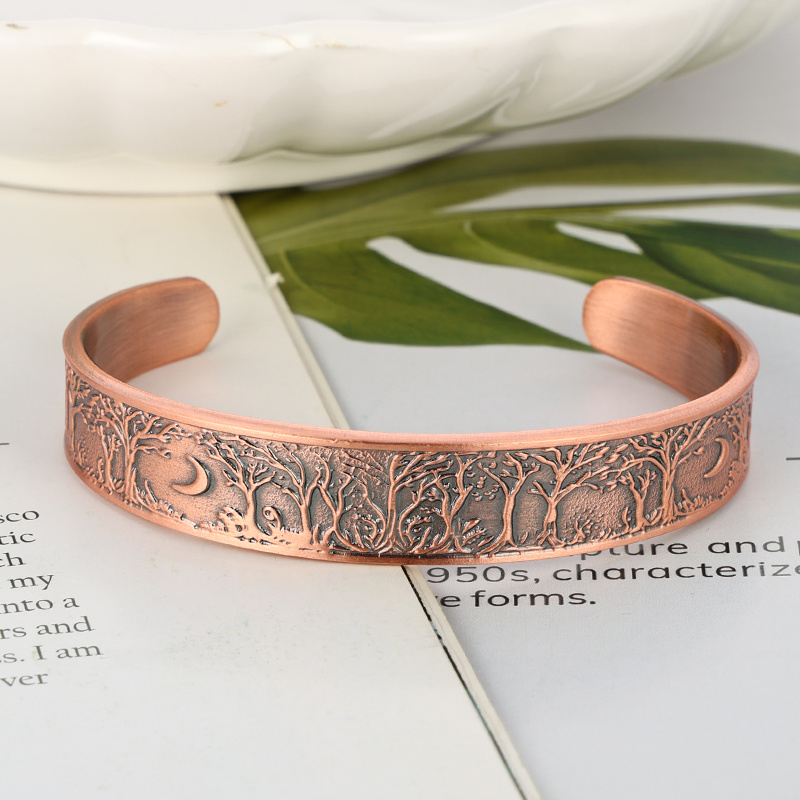 TEMU Copper Bracelet, Solid High Gauge Copper, Adjustable Cuff Bangle To Your Size, Copper Jewelry Gifts