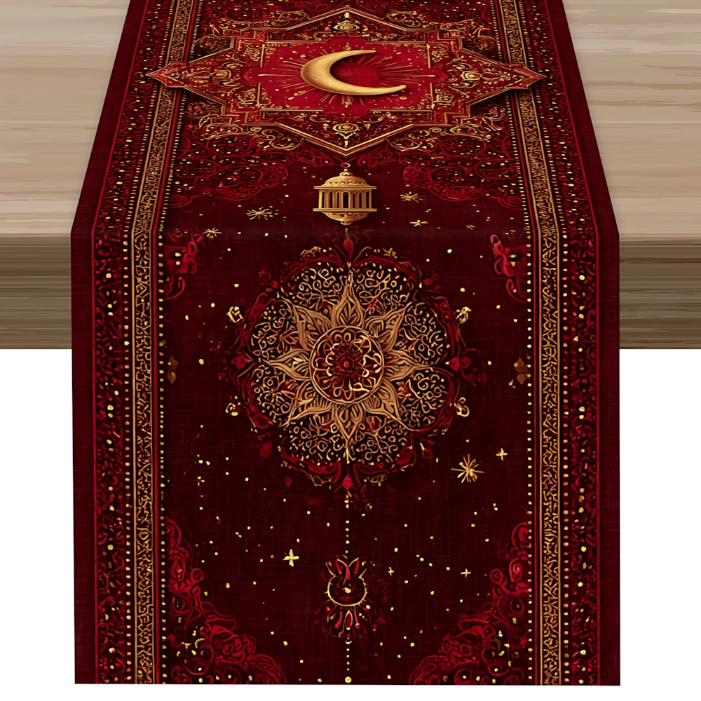 TEMU 1 , de mesa vertical geométrico con de media luna y dorado, de mesa de verano, Último de mesa de Ramadán Eid, Estilo y , de mesa de manteleta de