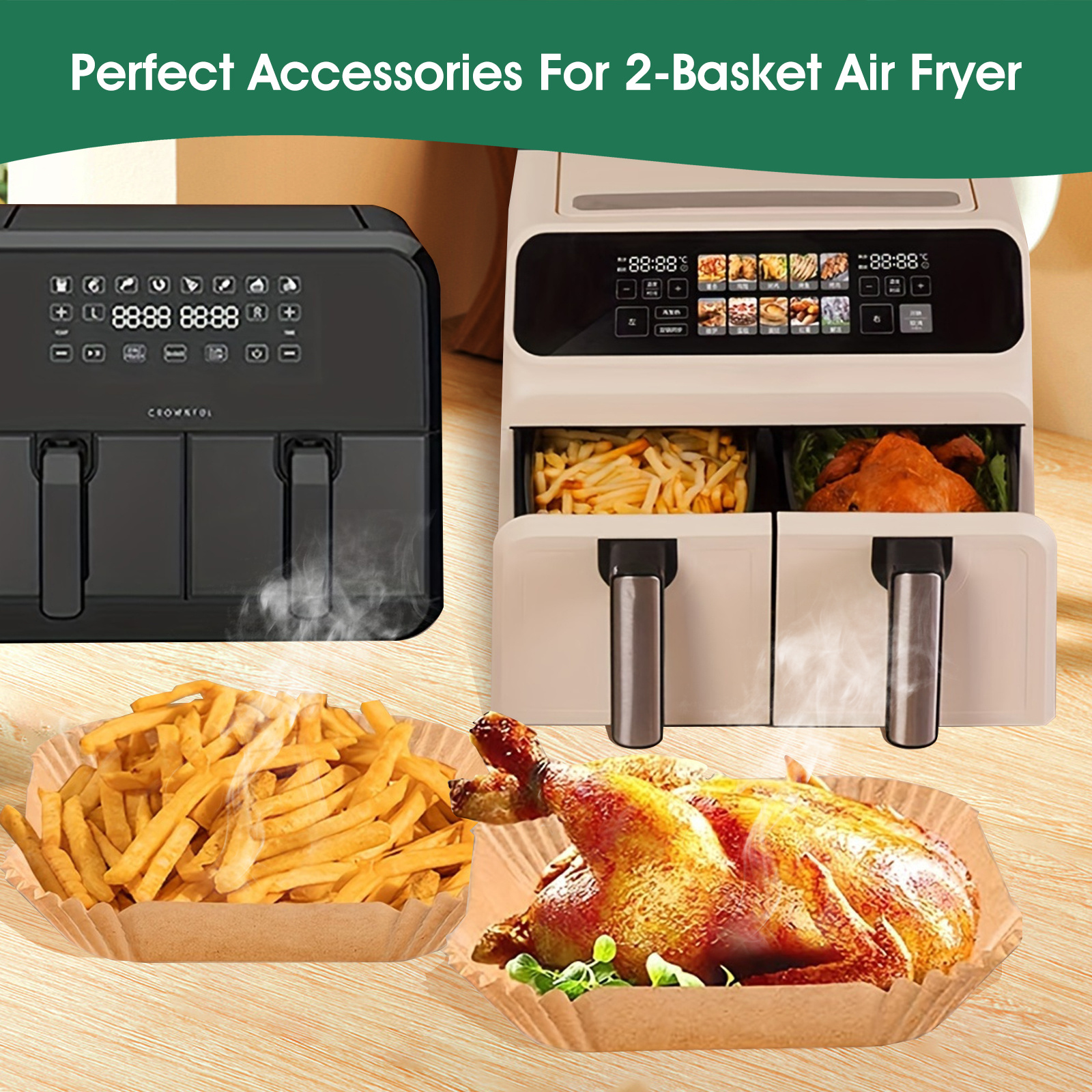 100  disposable air fryer liners oil waterproof   home kitchens rvs and parties essential baking accessories for healthy cooking air fryer paper pads   details 4