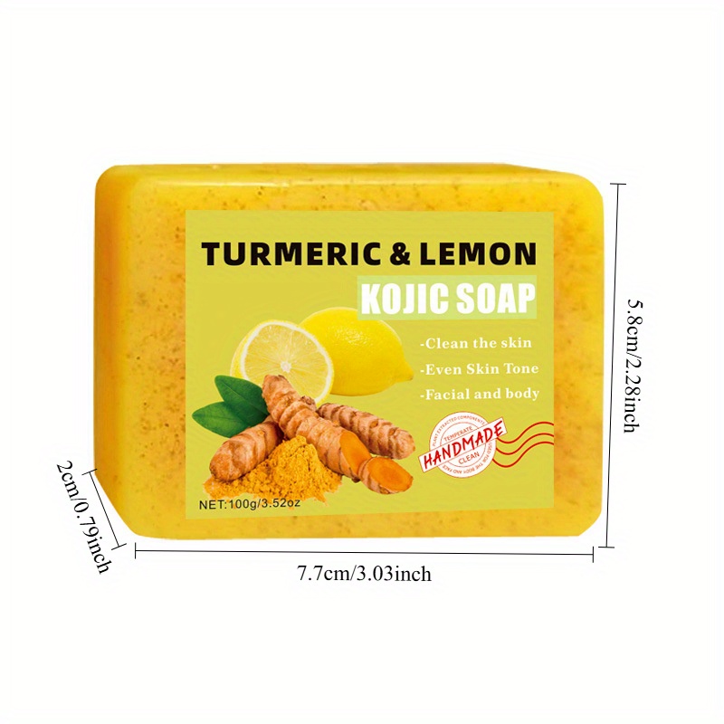 5pcs Lemon Turmeric Curcumin Acid Soap | 2-in-1 for Face and Hand, Suitable for All Skin Types, Unisex, Ideal Christmas Gift