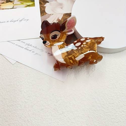 1pc cute deer hair clip with eyes brown spots hairstyle clamp for women teens s everyday formal events animal accessory hair accessories design glossy