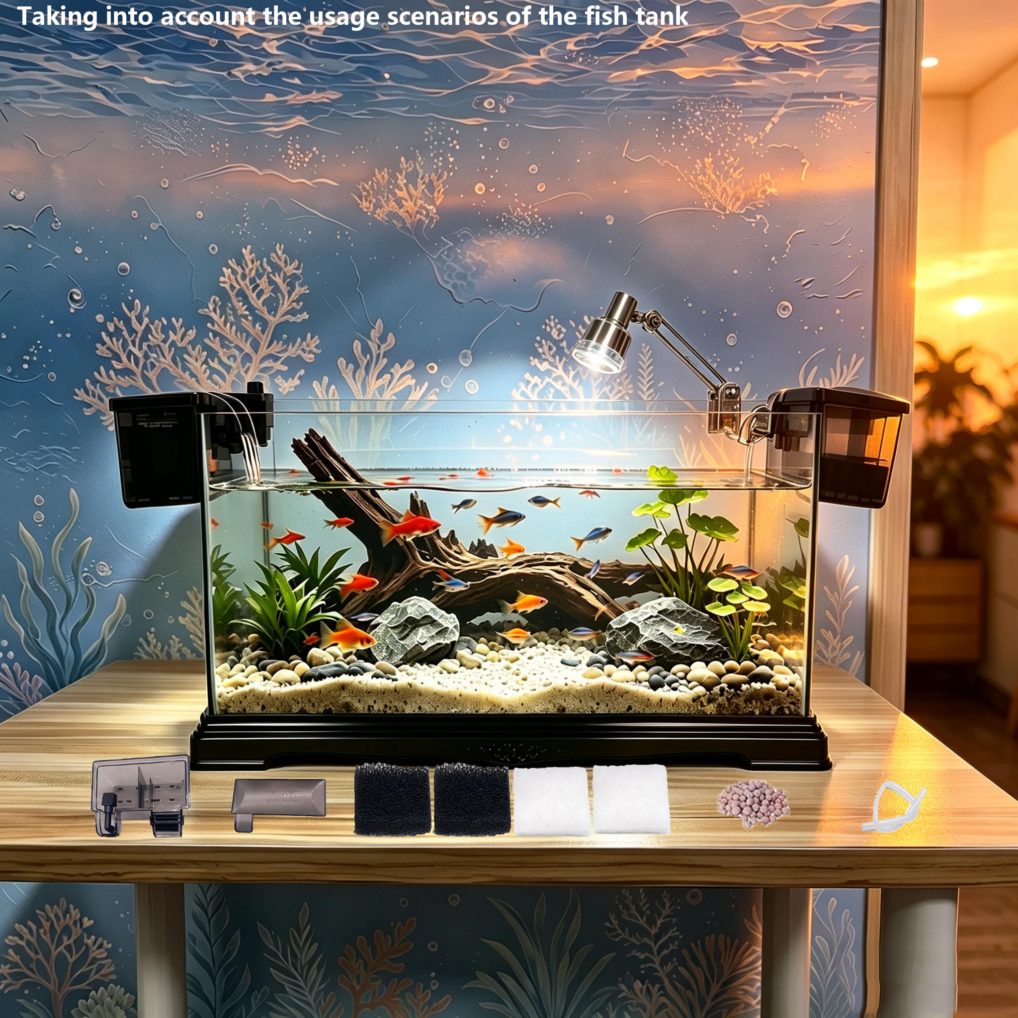 TEMU External Waterfall Filter, External Waterfall Filter With Chambers, With Filter Pads And , Suitable For Small To Medium Aquariums, Filtration, ,