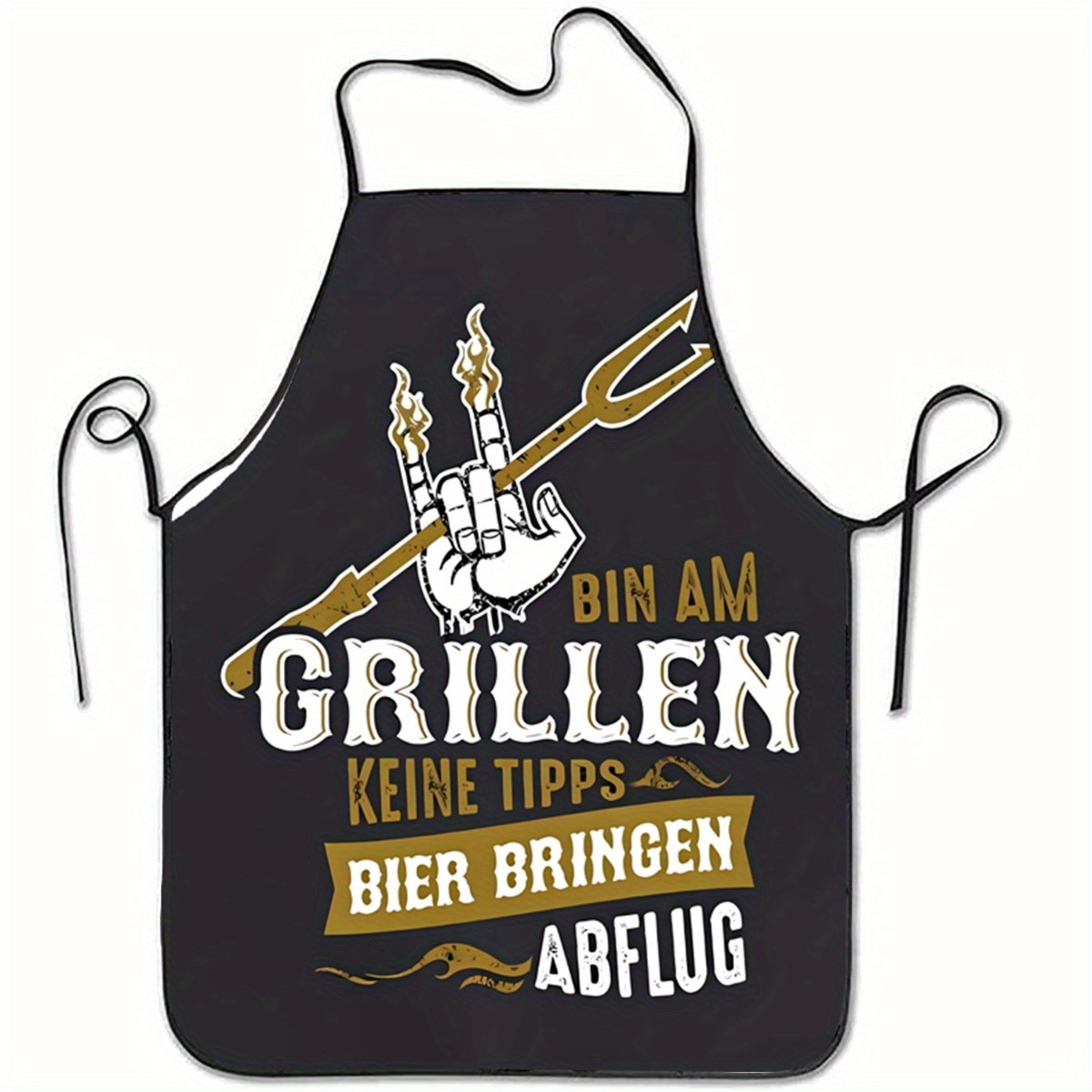 TEMU 1 Stück lustiger deutscher BBQ Schürze mit ärmellosem Design, Friedenszeichen und Dreizack Motiv, Handgeste und Grillphrasen - zum Grillen,
