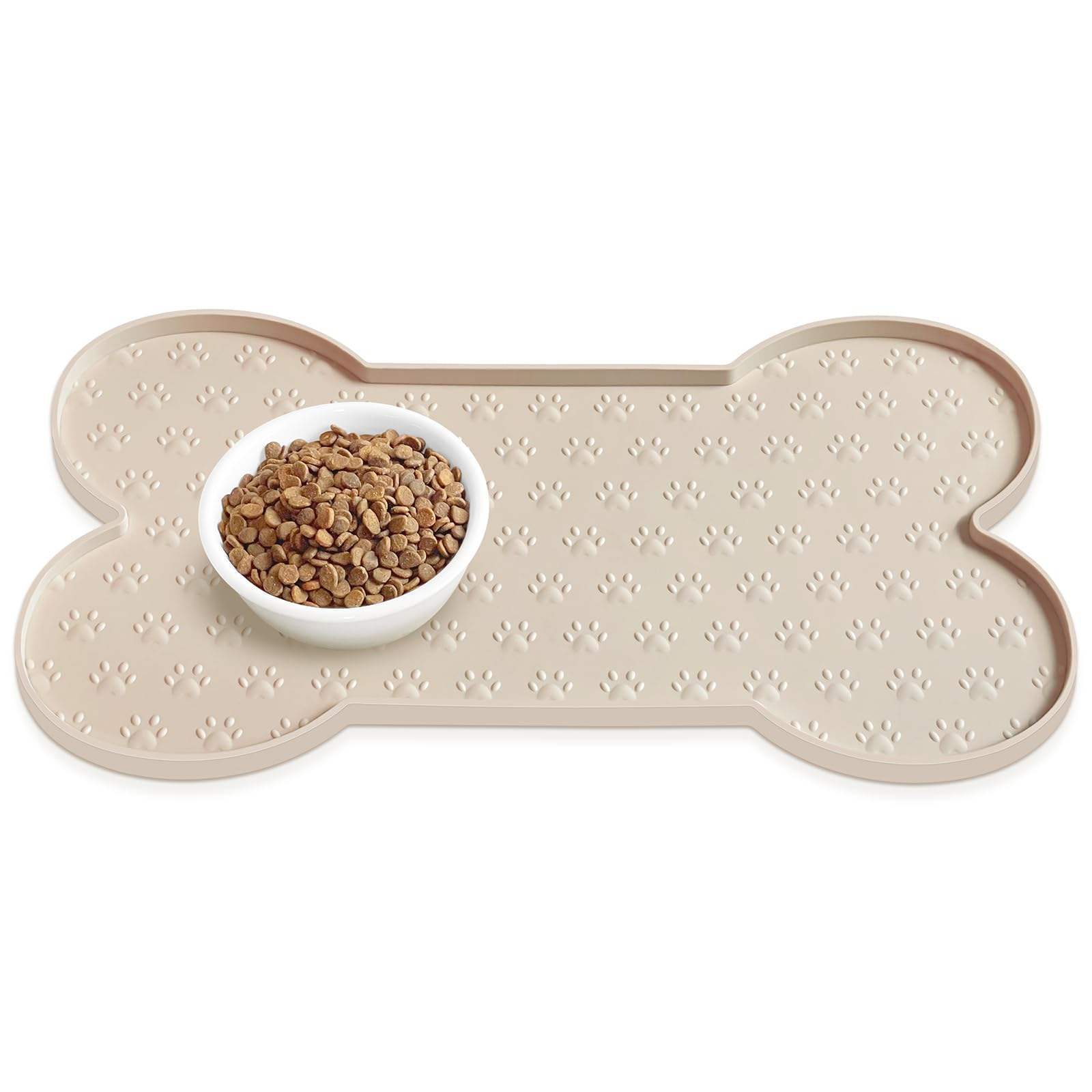 TEMU 1 Set Bone-shaped Silicone Pet Feeding Mat, Non-slip Spill-proof Food Mat, Easy To Tray For Floor Protection, Daily Feeding & Outdoor Camping,