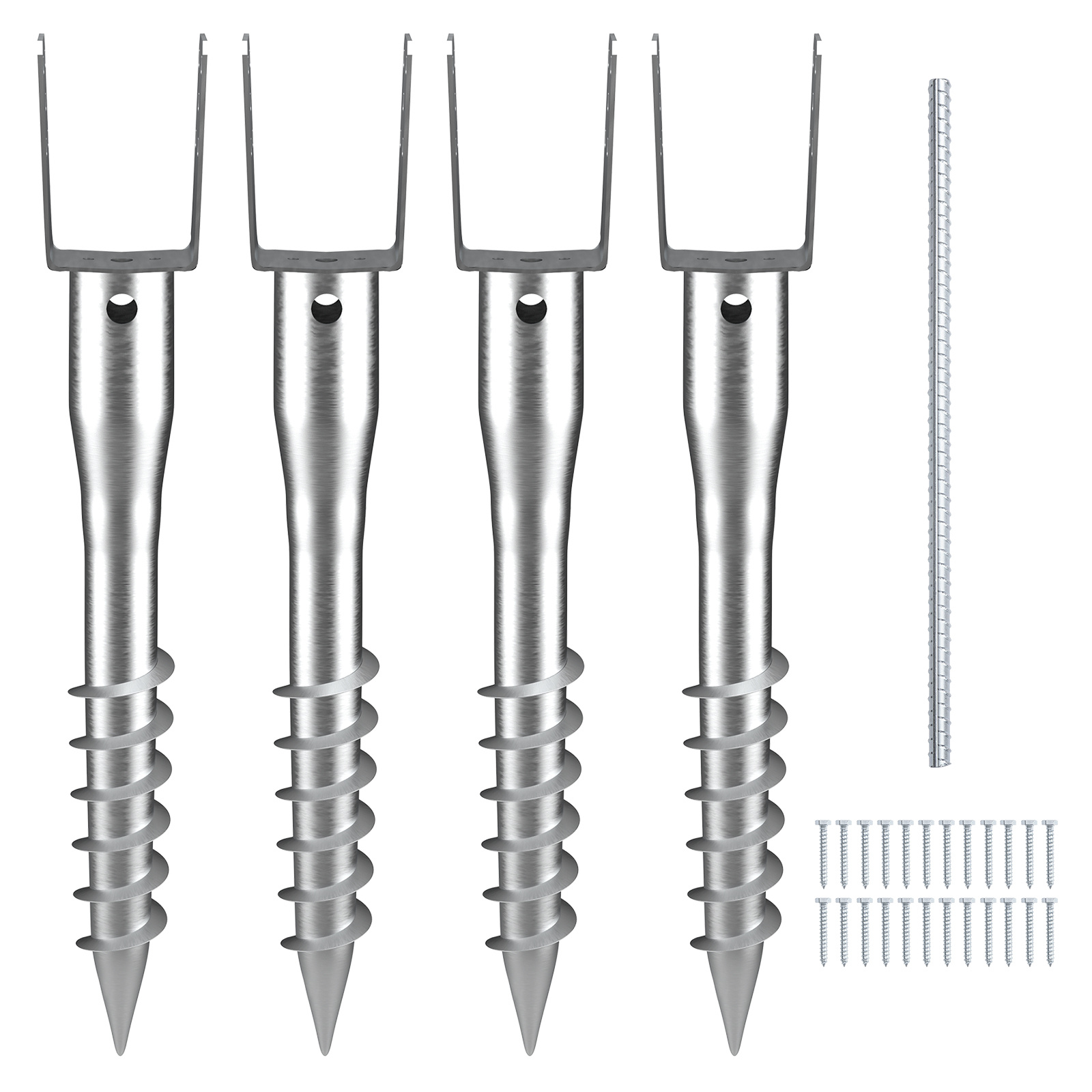 

Vevor No Dig Ground Anchor, 4 Pack 3.94 X 2.76 X 27.56 In Diy Screw In Post Stake, Includes 6 Lag Bolts & A , Heavy Duty Steel Post Holder, Great For Mailbox Posts And Fence Posts