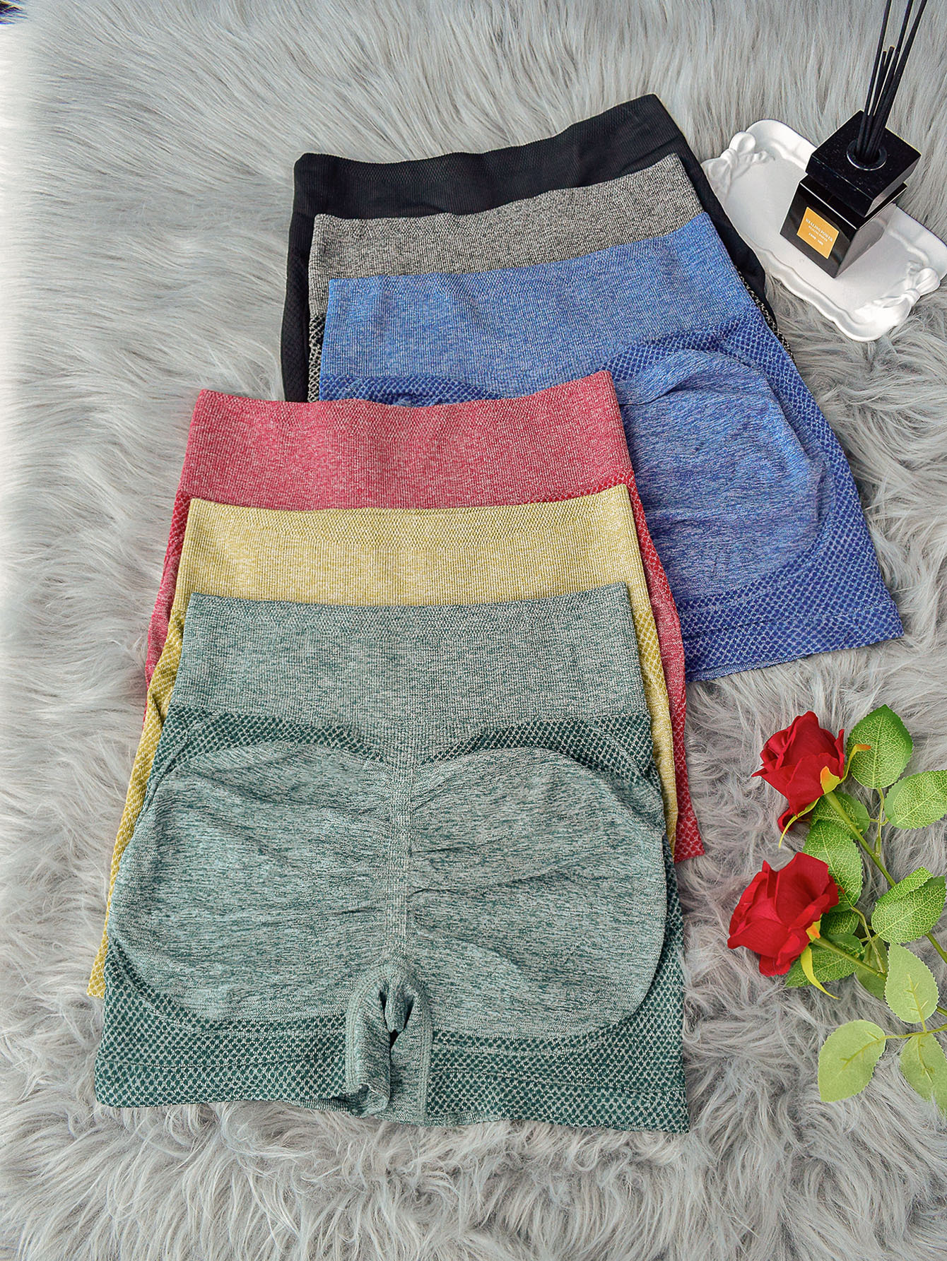 3pcs Women's High-Waisted Tummy Control and Butt-Lifting Yoga Shorts, High-Stretch Fabric, Breathable, Comfortable, and Form-Fitting, Color-Block Design, Mixed Color Set, Suitable for All Seasons