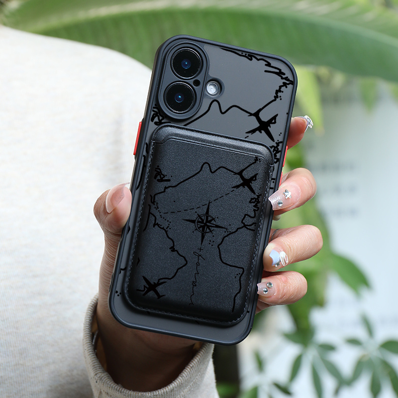 TEMU Phone Case: 2pcs Set Creative Black Cross Pattern Magnetic Phone Case & Fashionable Luxury Artificial Leather Magnetic Property Multi-functional