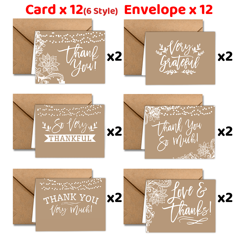 

24-pack Thank You Cards With Envelopes - Appreciation Greeting Cards For Employees, Colleagues, And Boss - Thanksgiving, Office , And Holiday Gratitude Notes