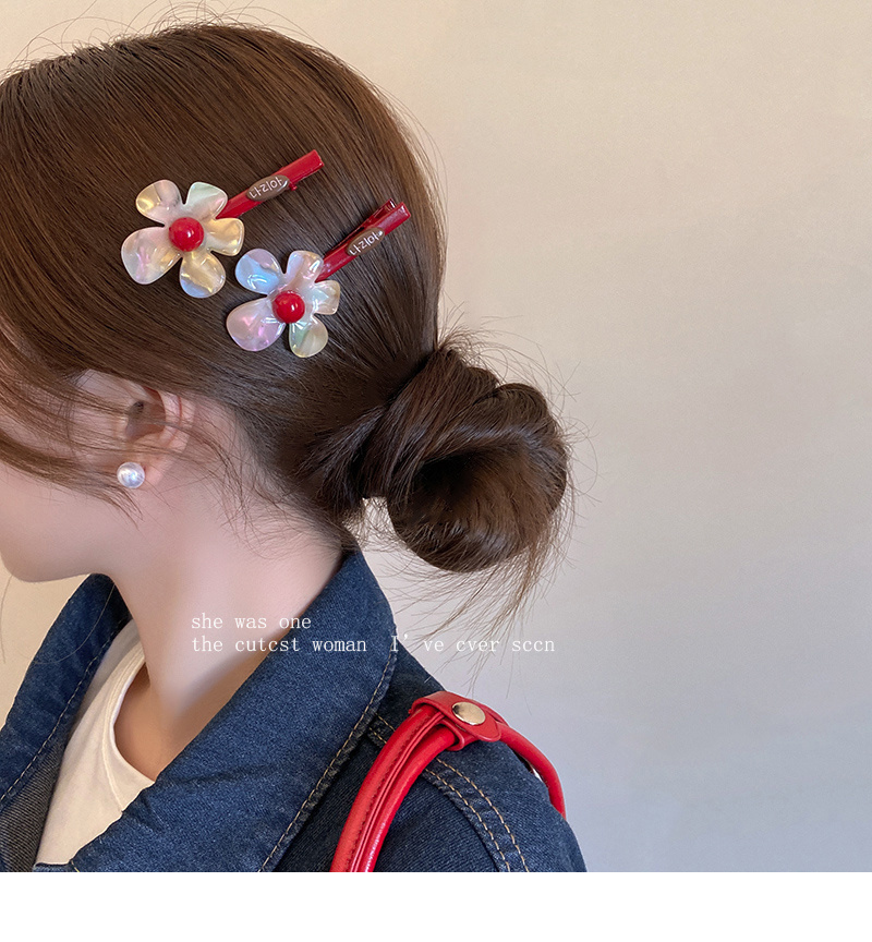 2pcs korean style 2025   colorful flower hair clips for with bangs and fringe hair accessories hair clips for women hair clips for teens Product details 2