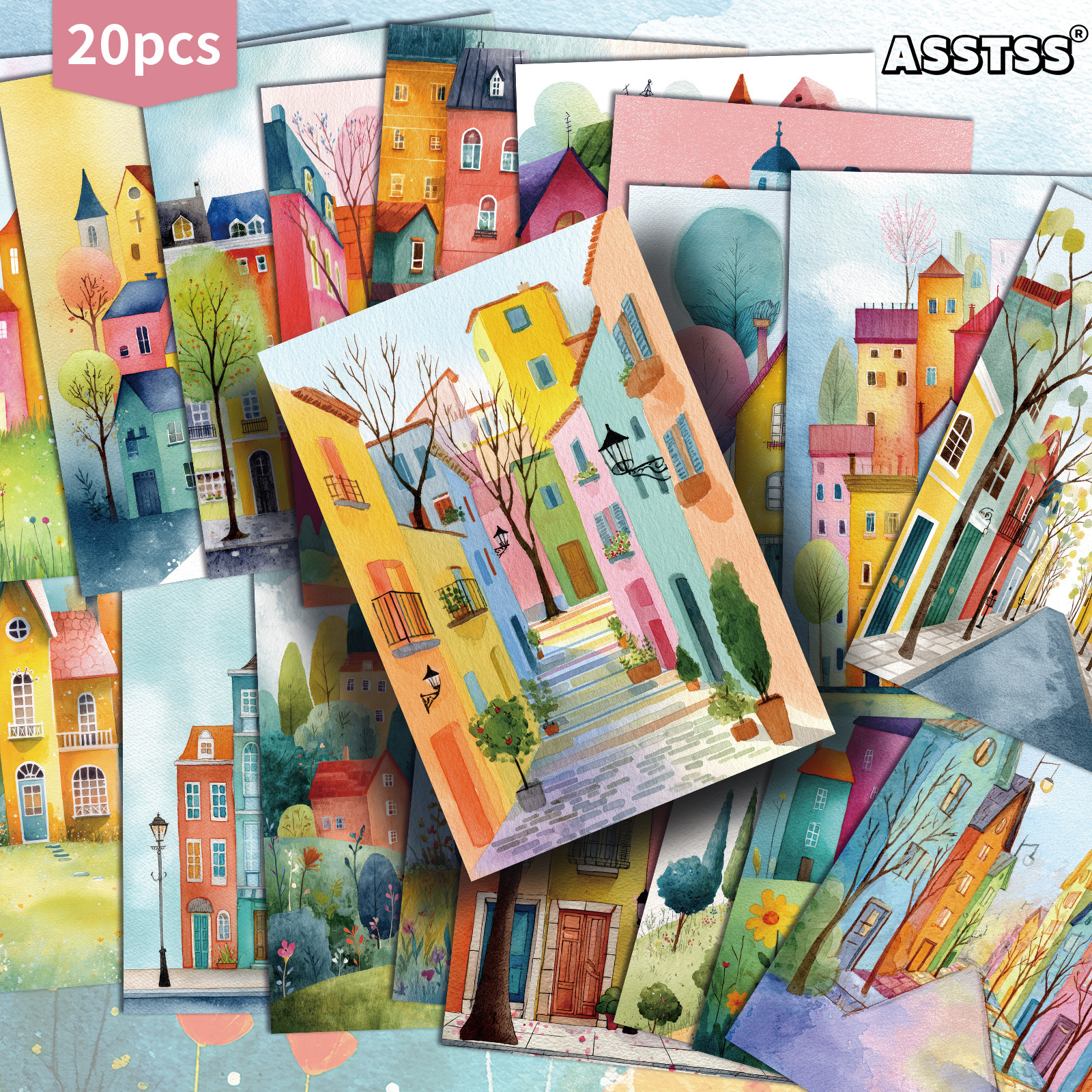 TEMU 20-pack Asstss Vintage Whimsical Village Postcards - 4x6 Inches Retro Junk Journal Supplies, Classic Pinup Illustrations Collectible Decorative