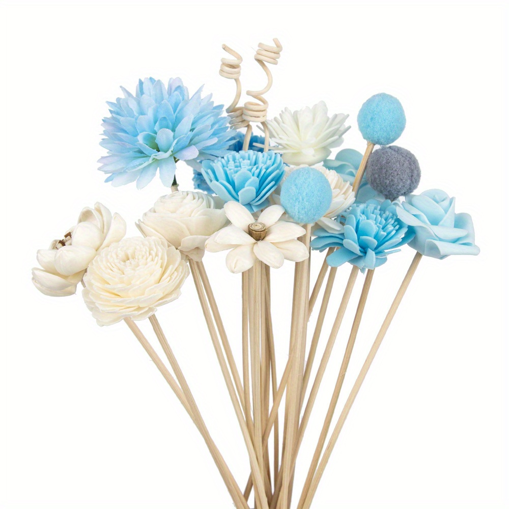 19pcs Multi-style Blue Non-fire Rattan Sticks | Manufactured Wood, Unscented