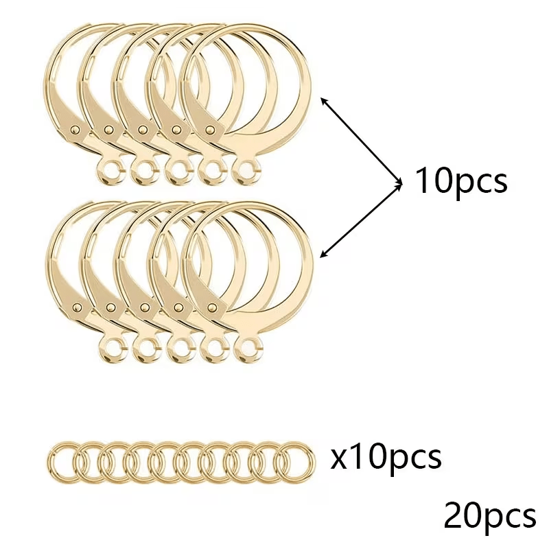TEMU 20pcs 18k Gold Plated Stainless Steel Openable O-shaped Earring Backs, Hoop Earring Hooks With Open Jump Rings For Diy Earring Bases, Handmade