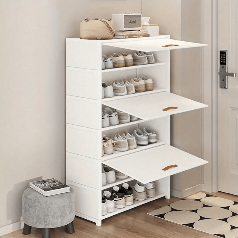 Large-capacity Heavy-duty Metal Shoe Rack, Holds 15-27 Pairs of Shoes, Foldable Dust-proof Sneaker Cabinet with Transparent Viewing Window and Non-slip Base