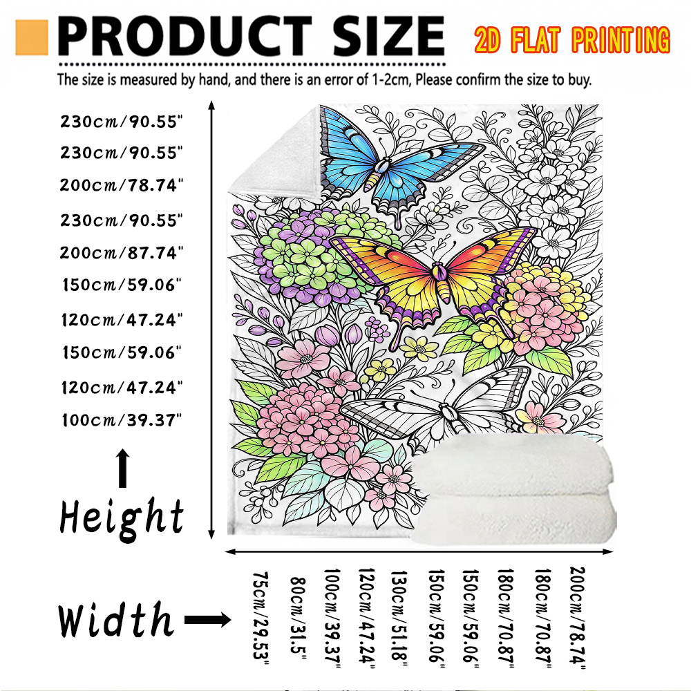 TEMU 2d Flat Print | Diy Colorable Forest- Blanket | Suitable As A Sofa Throw, Bedroom Coverlet, Picnic Blanket, Travel Nap Blanket, Office Nap