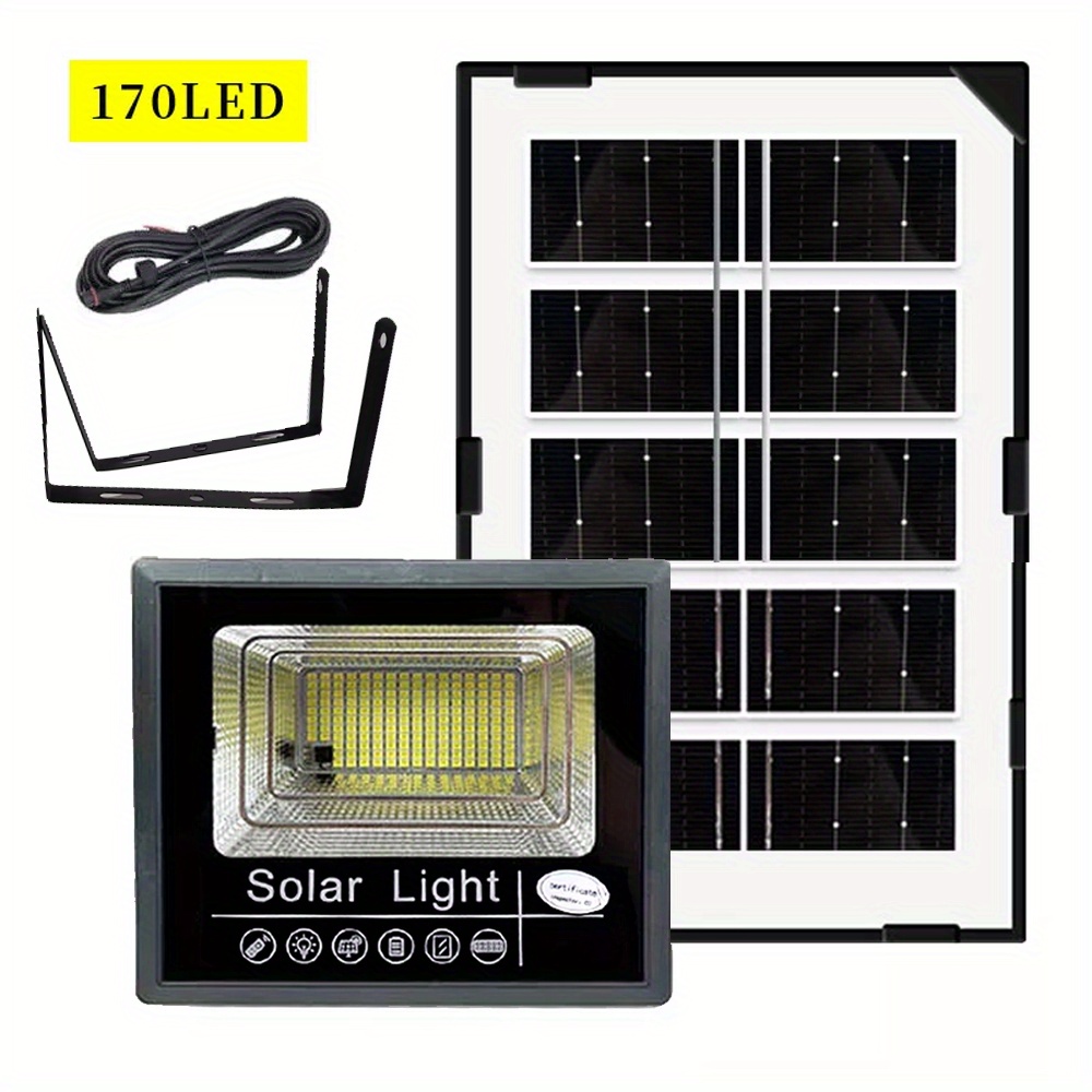 TEMU Solar Outdoor Lights With Motion Sensor, 170 Bright Cob Led, 16.4ft Cable, Adjustable Panels - Energy-efficient Solar Powered Flood Lights For