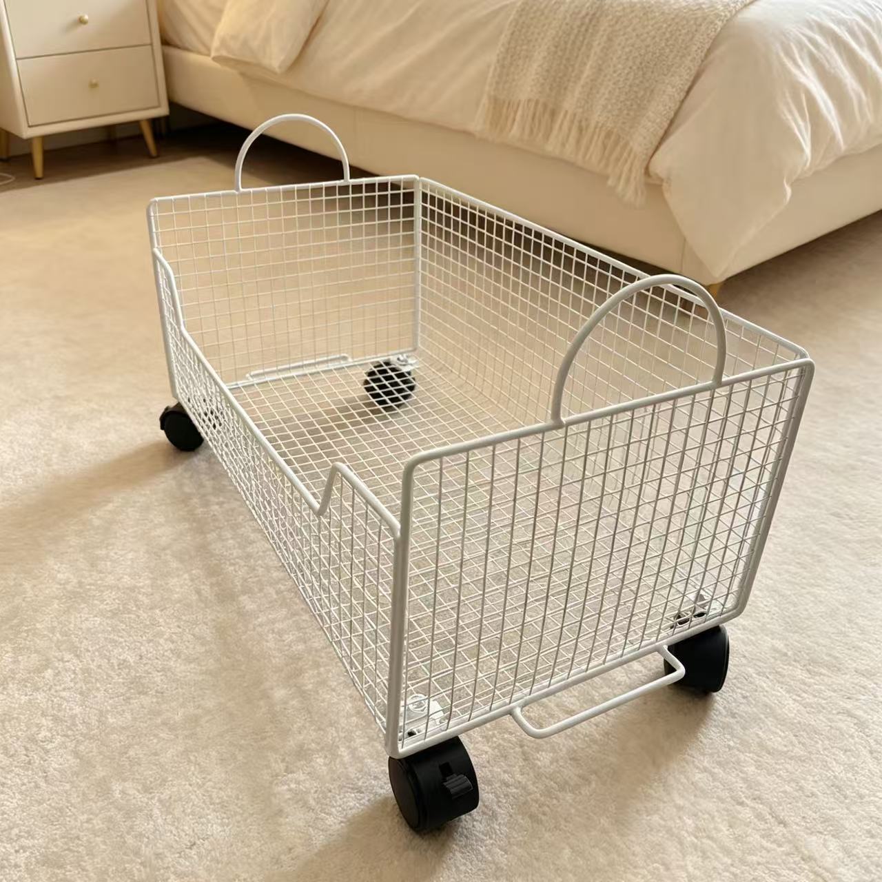 TEMU Storage Basket Bookshelf  Fox And Track Stickers Detachable Movable Cart Multi-functional Strong Loading Capacity Sturdy And Durable Desk-side