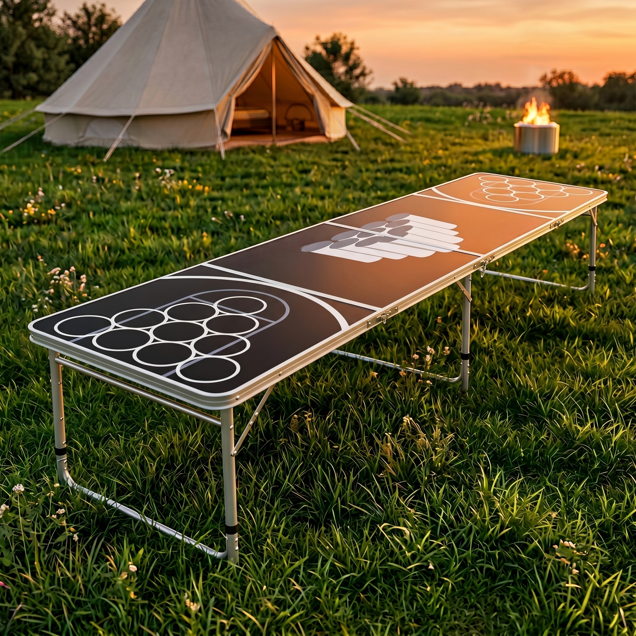 Courtyard Table, Camping Table, Height Adjustable Folding Table, Suitable For Outdoor Parties And Camping