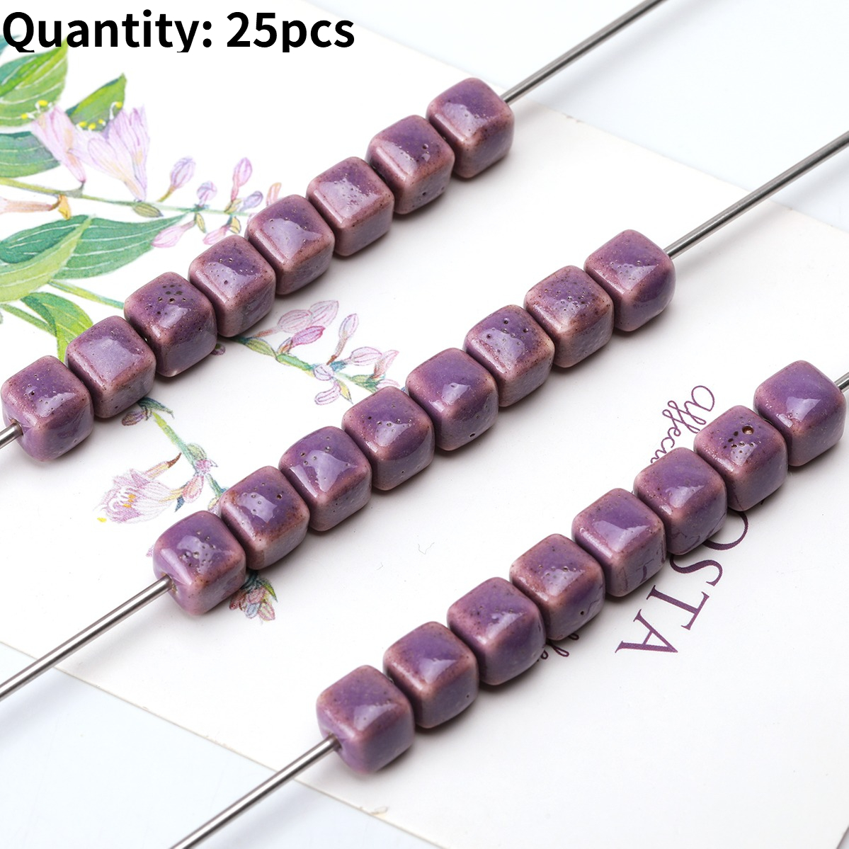 25pcs Vintage Speckled Glazed Ceramic Beads for DIY Jewellery Making