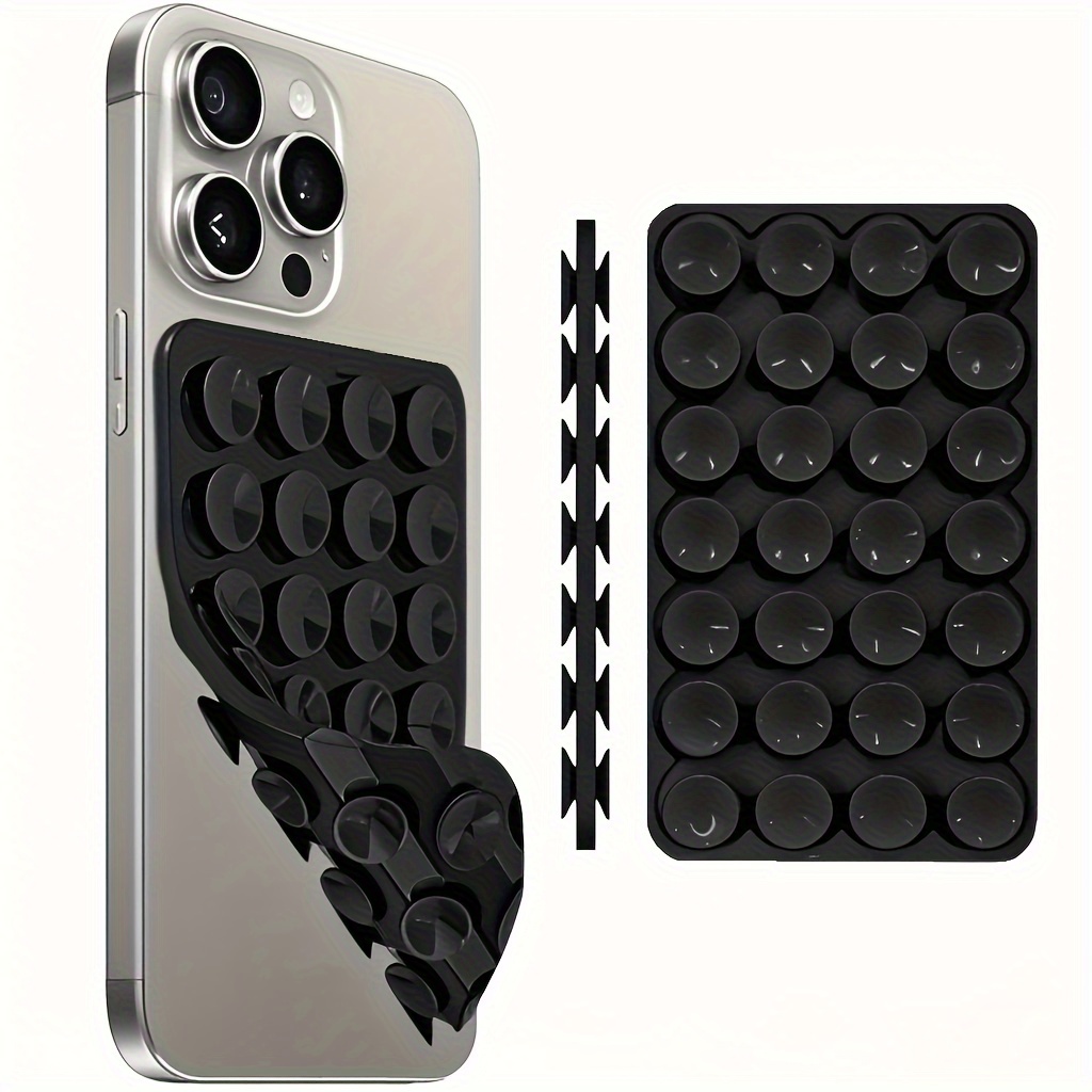 1 soporte universal adhesivo fuerte para teléfono con 24 ventosas, montaje manos libres, compatible con iPhone, Samsung, coche, baño y espejo - Material de silicona, diseño compacto, agarre seguro, adecuado para uso diario