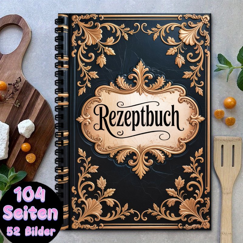 E-shop Deutsches Rezeptbuch | 1 Spiralbindung A5 Notizbuch, Rezeptensammlung für Männer und Frauen, Kann bis zu 100 Rezepte aufnehmen, Vintage
