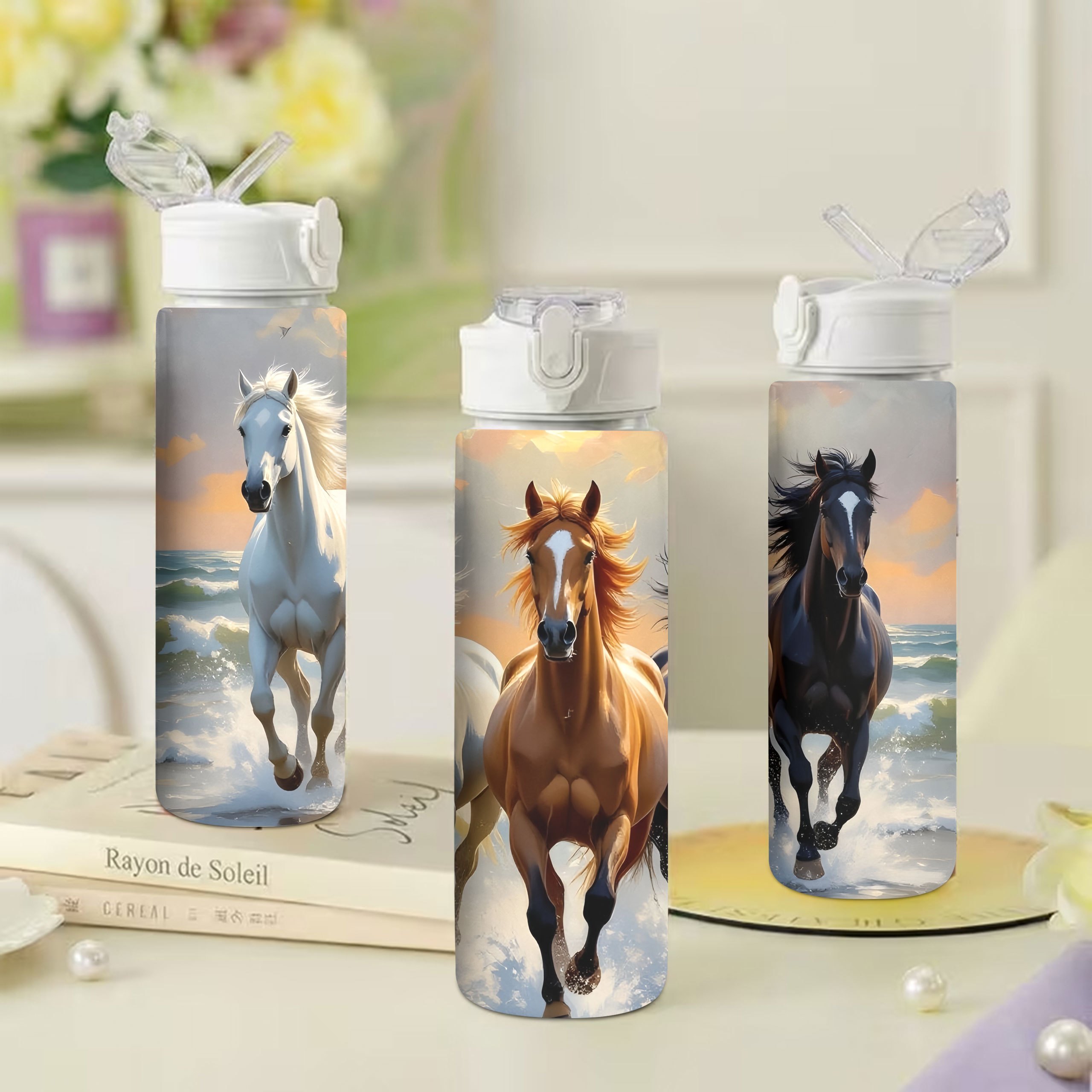 TEMU Botella de de plástico de 750 ml/26 oz con estampado realista de , 1 pieza, estampado , a prueba de fugas con , , resistente y duradera, gran