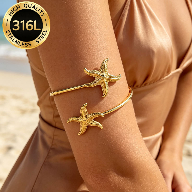 TEMU 1pc Women' 316l Stainless Steel Minimalist Beach Vacation Bangle - Hypoallergenic - Banquet Ceremony Party Holiday Date Gift Accessory. Suitable