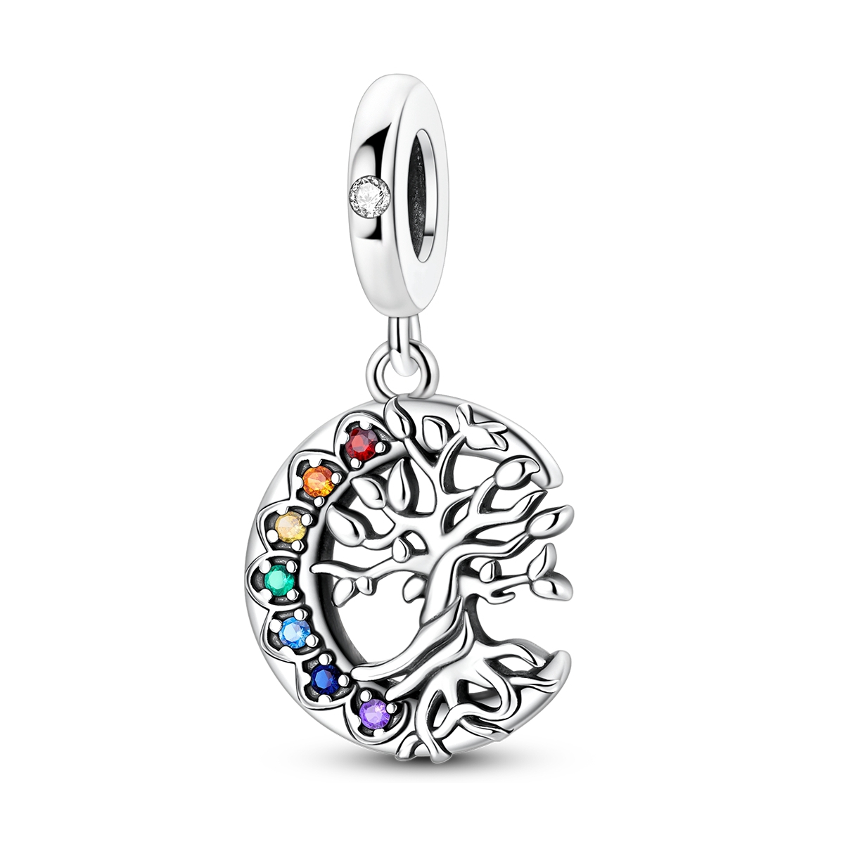 E-shop versilberte Vintage-Charm mit farbigem kubischem synthetischem Zirkon-Lebensbaum, für originelle Armband- und Halskettenperlen, ideal für