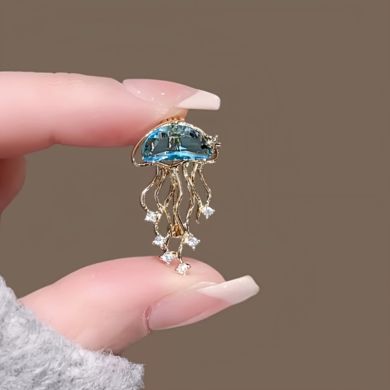 TEMU 1 Fashion Inlaid Brooch Retro Bohemian Style Synthetic Cubic Zirconia Copper Alloy Daily Wear Gift Temperament Decorative Additions