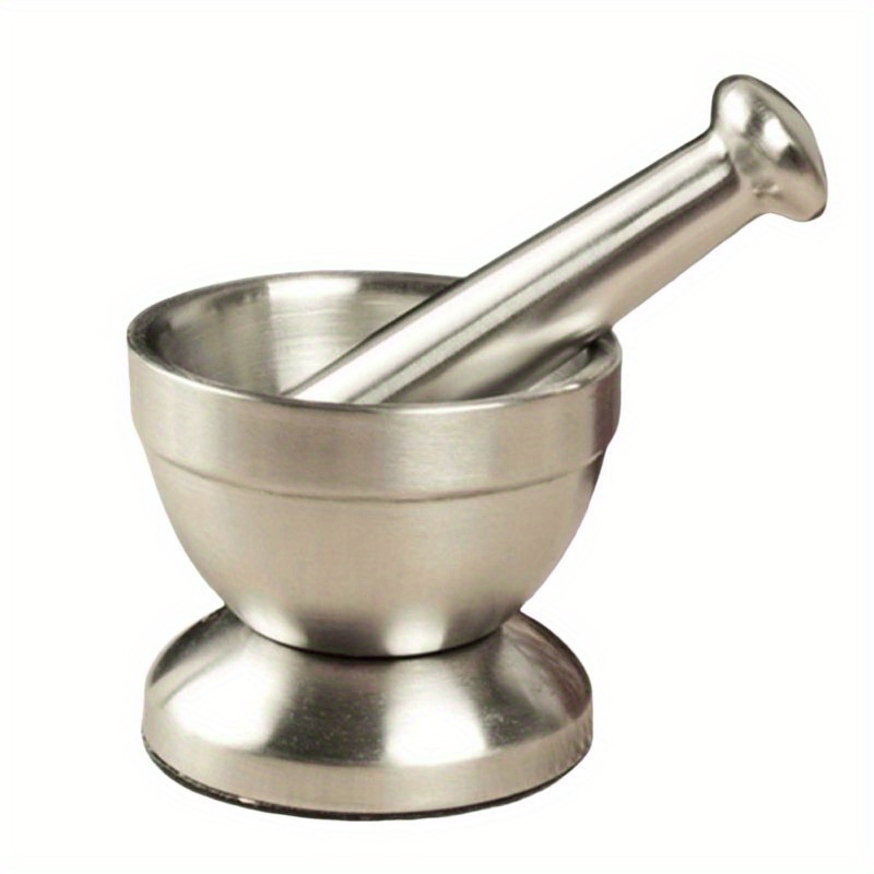 TEMU 2pcs Stainless Steel Kitchen Mortar And Pestle Set, Manual Spice Grinding Tool, Sturdy, Durable, And Easy To Store, Household Food Grinding Tool