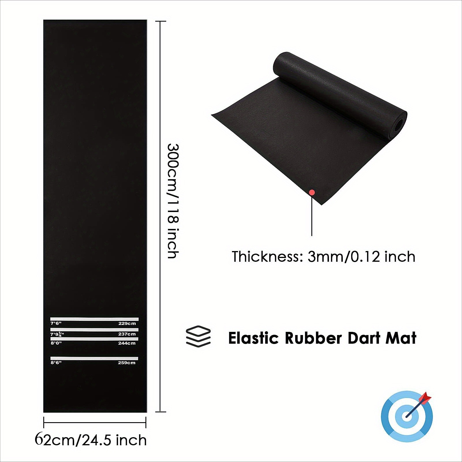 Dart Mat with 4 Throwing Distances for Pub Club