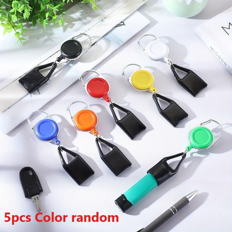 TEMU Ensemble de 5 porte-clés rétractable, avec clip unique, utilisation pratique, coque , couleurs aléatoires