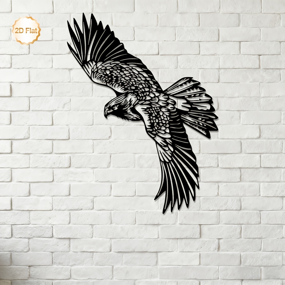 TEMU 2d Flat, Two-dimensional Flat Surface, 1pc, Two-dimensional Flat Wall Sculpture, Eagle Pattern, Metal Wall Art Decor, Suitable For Indoor And