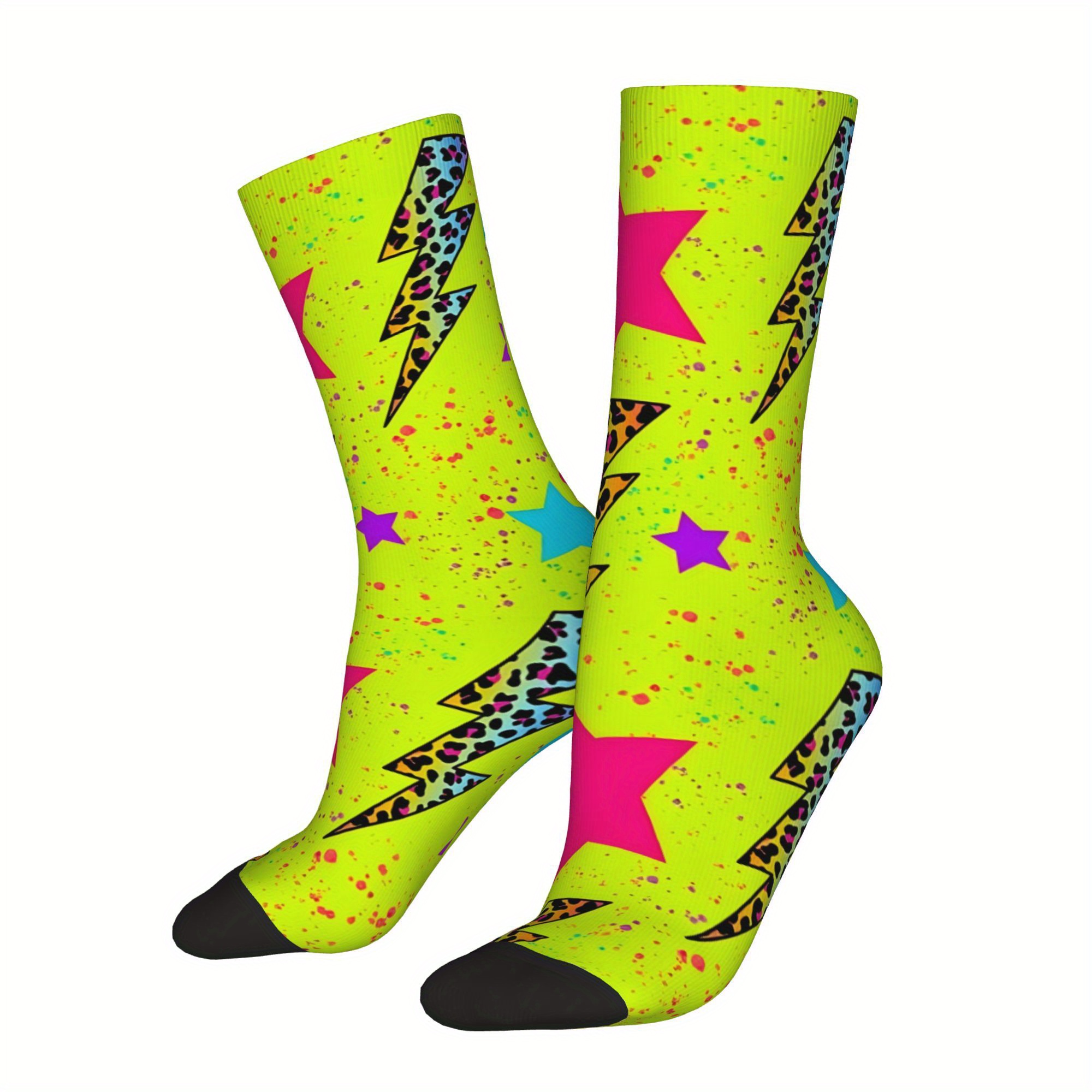 TEMU 1 Paar Fröhliche Lustige Samoa Vintage Harajuku -Style Neuheit Nahtlos Bedruckte Verrückte Socken
