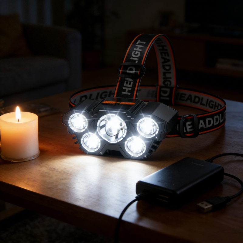 USB Rechargeable Outdoor Headlight for Emergency Lighting