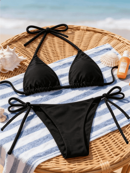 2026 tie side bikini set for women high cut string swimsuit 2pcs bathing suit for summer beach vacation padded push up swimwear