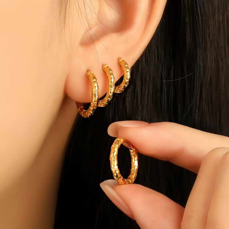 TEMU 3 Pairs High-quality Stainless Steel Women's Earrings Hypoallergenic Hoop Earring Set Inner Diameter 12, 14, 16mm Hypoallergenic Lightweight