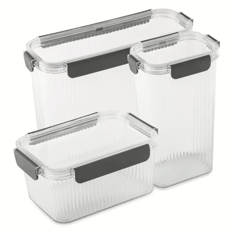 6pcs glass food storage container set with airtight snap lock lids bpa free microwave safe clear stackable pantry organizers with black knobs large 21 3 7 3 20 5 cup capacity for cakes ideal for kitchen dining ideal gift Product details 0
