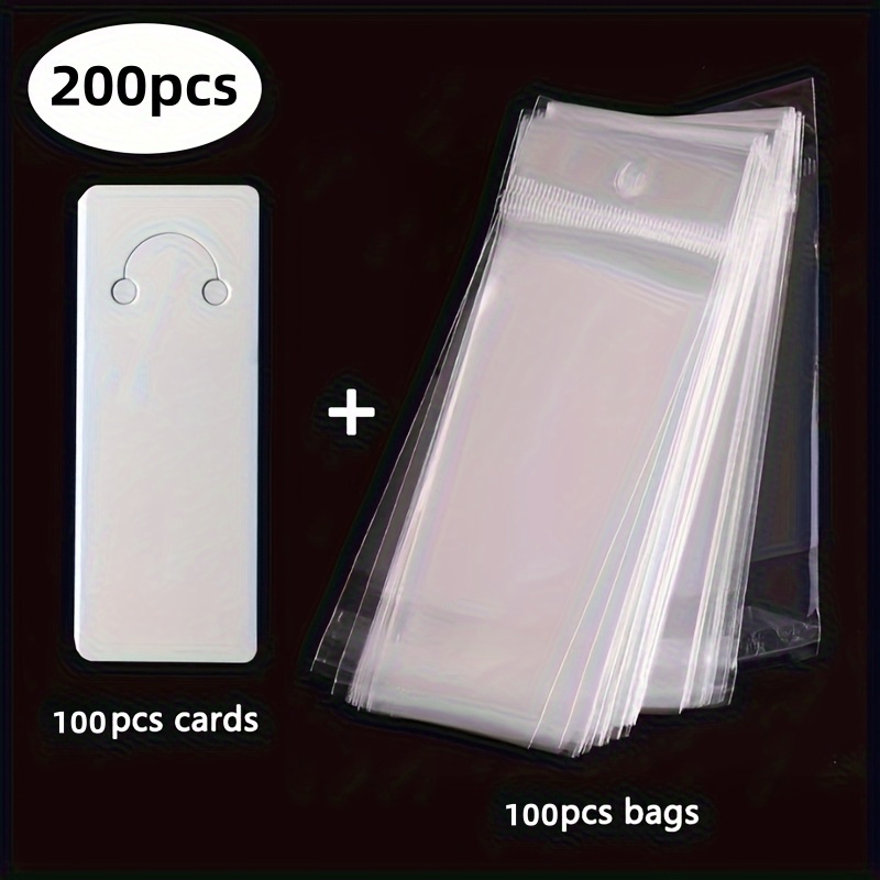 E-shop 200/600/1200 Stück Schlüsselanhänger Display Set: 100/300/1200 Stück weiße Karten und 100/300/1200 Stück schützende transparente Beutel -
