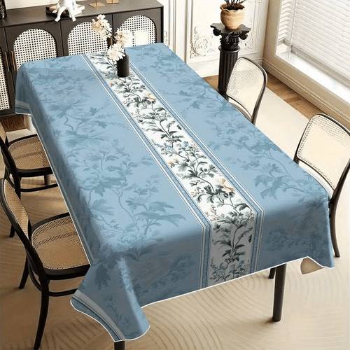 1pc floral printed tablecloth for dining and coffee tables a durable rectangular table cover with a blue and white plant for kitchen and dining room decor featuring country style and material for home decoration