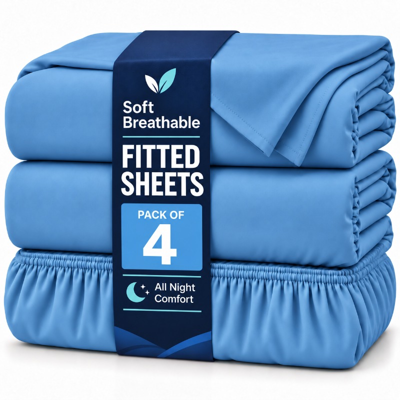 TEMU 3/4pcs Bed Sheet Set, Soft Breathable Bedding With Fitted Sheet, Flat Sheet And 1/2 Pillowcases, Deep Pocket , Wrinkle Resistant , All , Twin