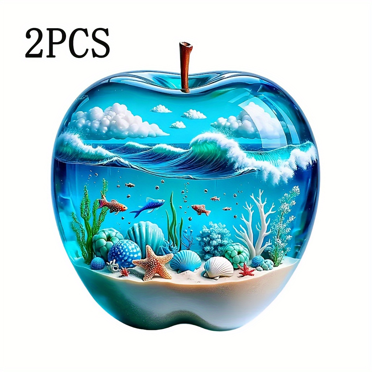 TEMU 6in Blue Vinyl Sticker - Vibrant Ocean Scene, Waves, And Self-adhesive Stickers For Cars, Laptops, Bottles, Trucks, Phones, Motorcycles, Window