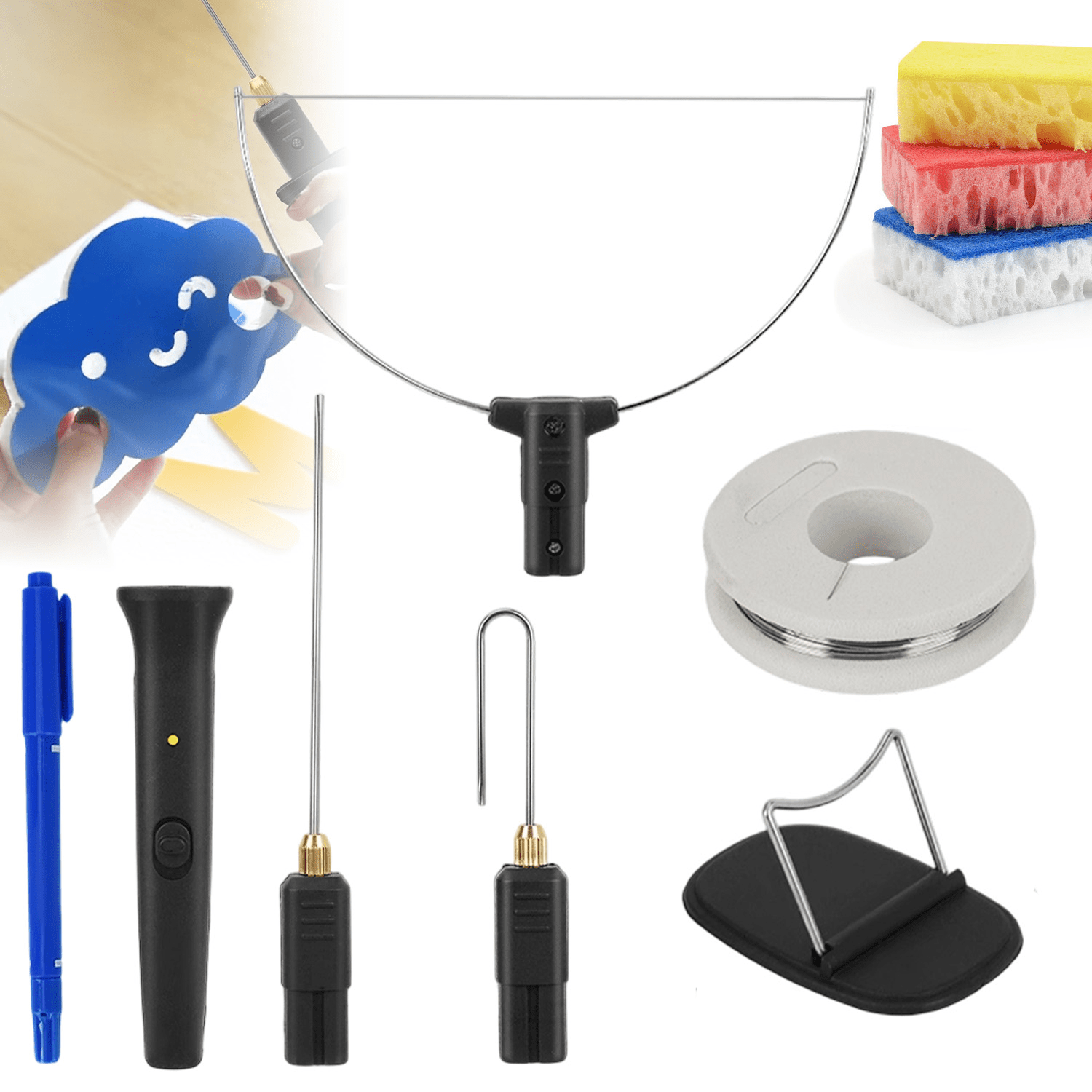 Multifunctional Foam Cutting Craft Tool Kit With 3 Replaceable Cutting , 10m Cutting Wire And Storage Stand For Model Making