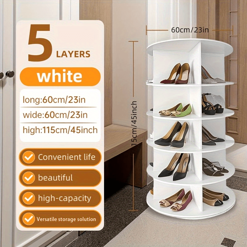 TEMU 5 Tier Spinning Shoe Rack Tower, Spinning Shoe Rack, 360 Spinning Shoe Rack, Vertical Handbag Spinning Shoe Cabinet, White Easter Mother' S Day