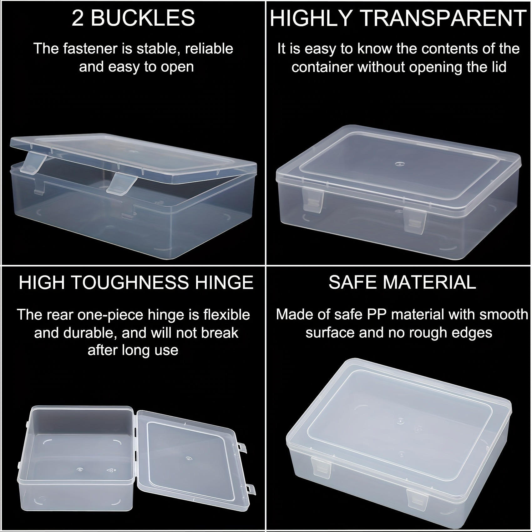 14 30grids multi compartment transparent plastic storage box set durable craft organizer with snap closure removable trays ideal for beads jewelry hair accessories hardware small parts portable craft   gift for crafters diy enthusiasts Product details 3