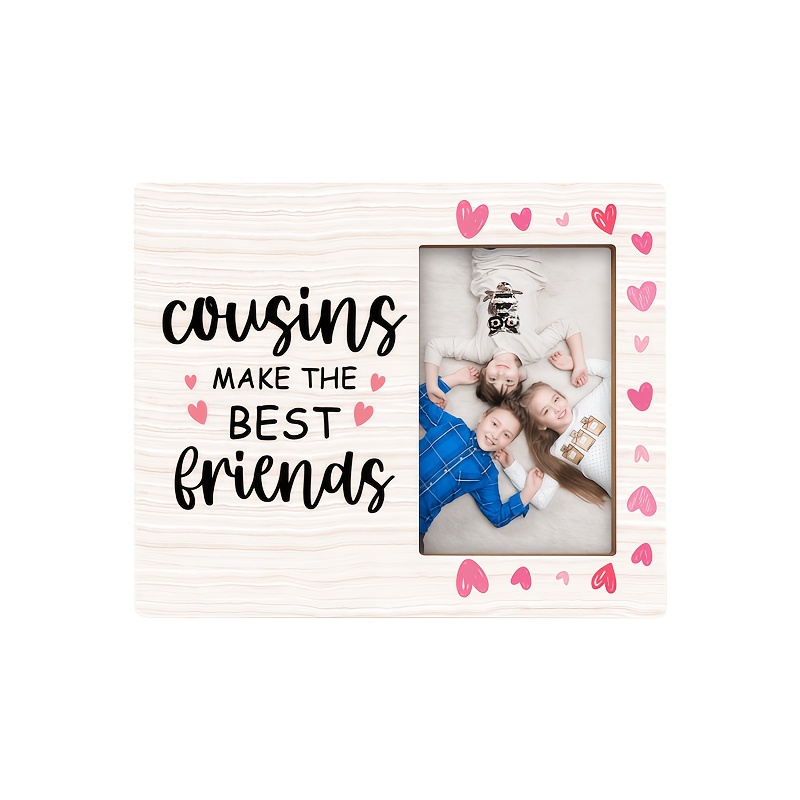 TEMU Cadre Photo Bohème en Bois pour Photos de Cousins - Cadre de Table à Grain de Bois Blanc Laité avec Affichage Horizontal, Décoration pour Fêtes