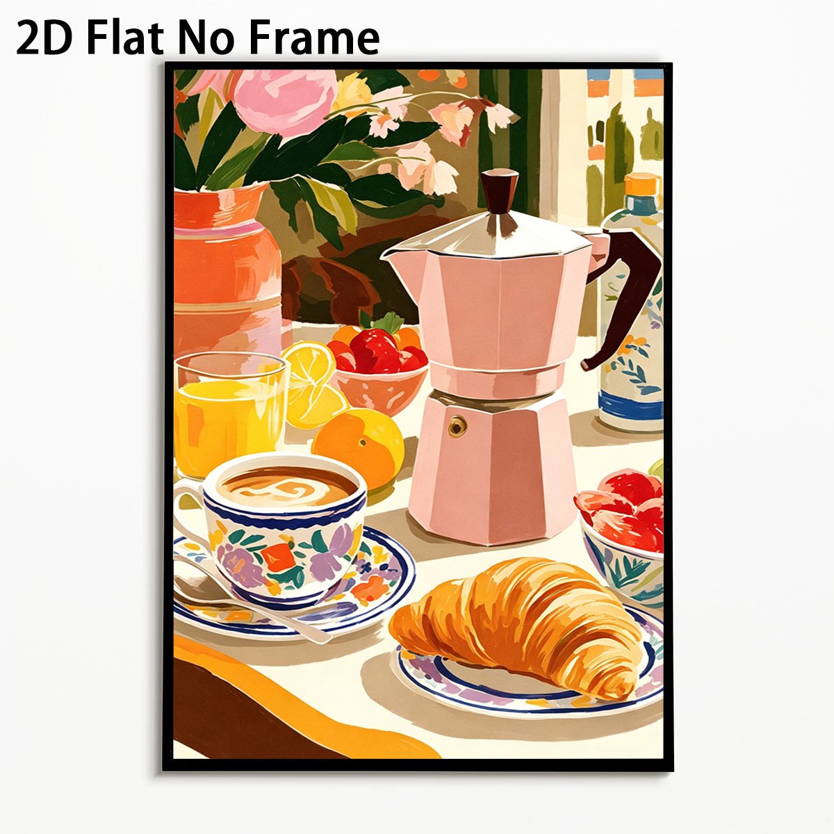 TEMU 2d Flat, 1pc Modern Minimalist Coffee - Retro Coffee Bean & Cup Suitable For, Bedroom, Decor, Unframed Canvas For / Use, Suitable For Home