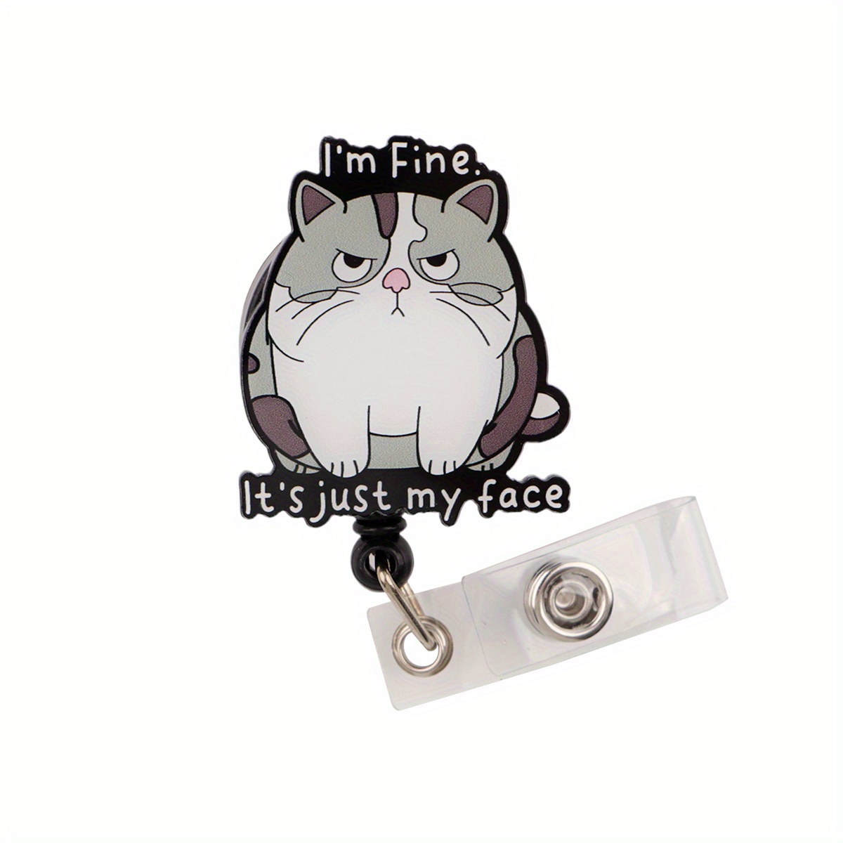 1pc Cute Retractable Badge Holder Reel With ", Face" Quote – Nurses, Office Staff, And Hospital Use, Nurse Badge Reel | Accessory | Retractable Mechanism, Nurse Badge Accessories, 2d Flat